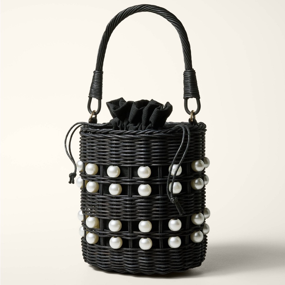 ♠️🤍Pearl Embellished Basket Bucket Bag - kate spade new york x Target Black - Picture 7 of 10